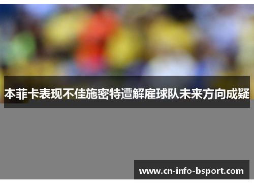 本菲卡表现不佳施密特遭解雇球队未来方向成疑